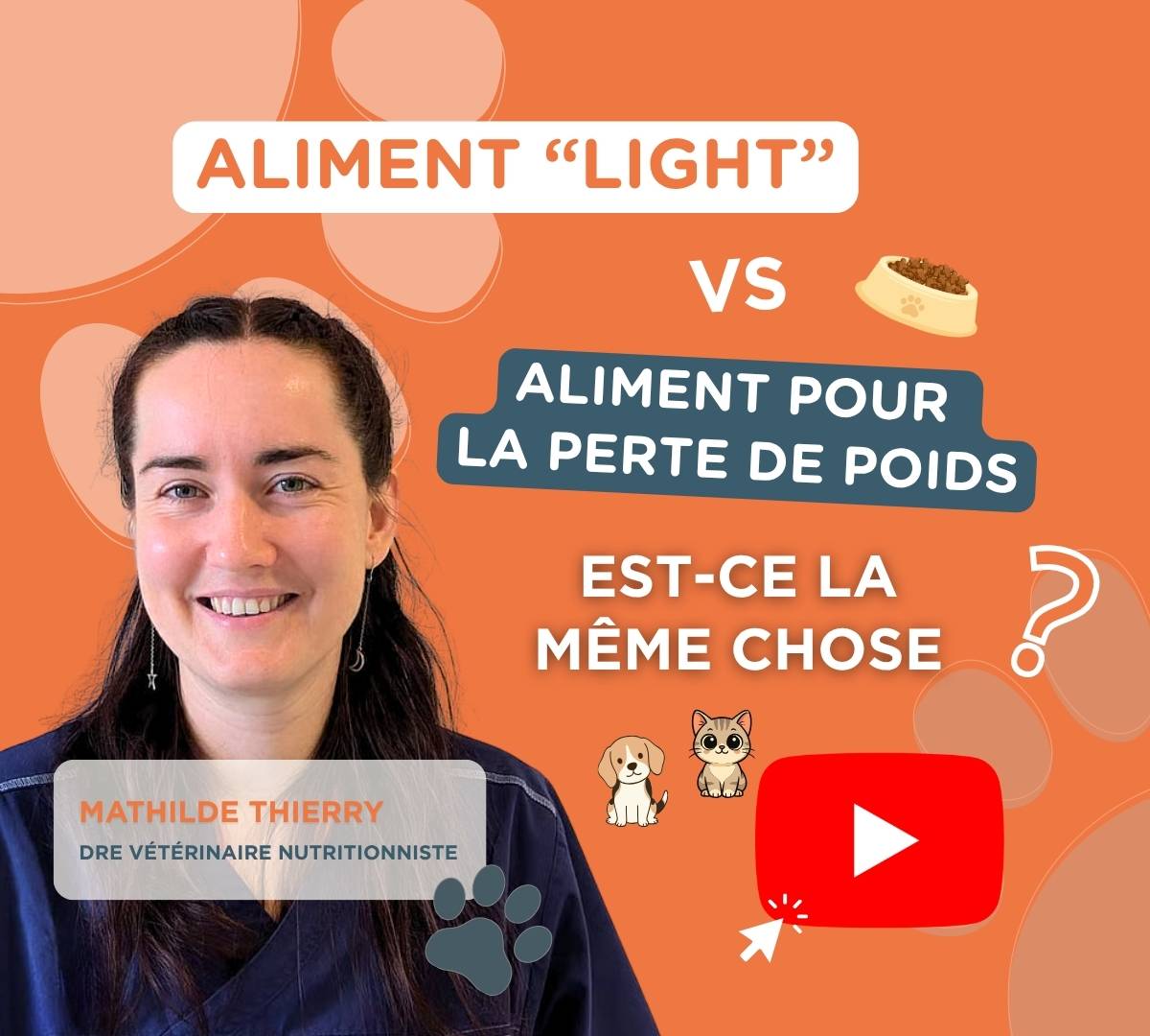 La Dre Mathilde Thierry, vétérinaire nutritionniste, explique la différence entre une nutrition light et une nutrition pour la perte de poids, et pourquoi le choix de la formule est essentiel pour une perte de poids saine et durable chez le chien et le chat.